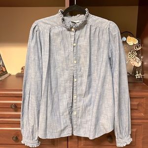 Gap women’s high neck button front blouse.